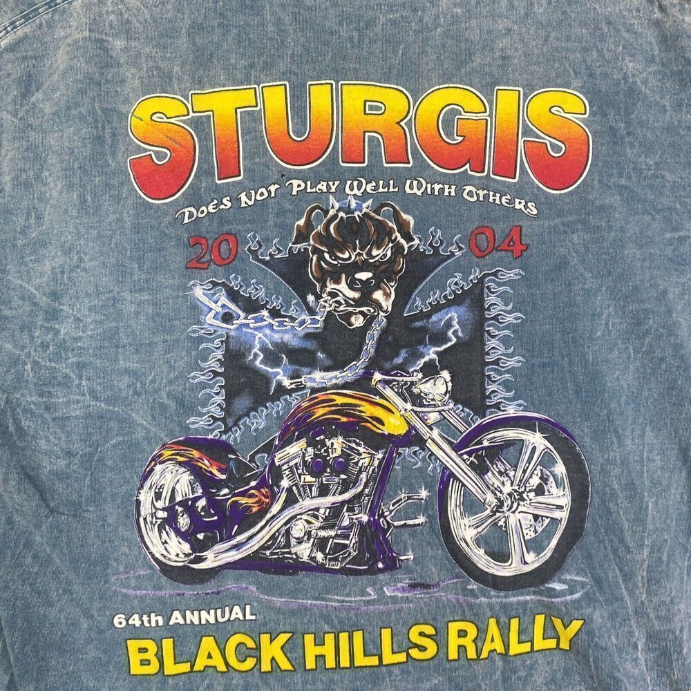 Vintage Sturgis Motorcycle Rally L 2004 tie dye Hills Rally Double Sided Delta